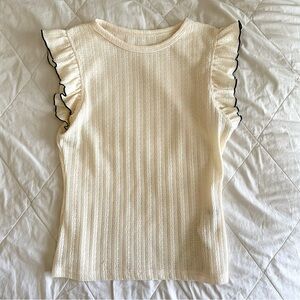 Elegant Cream Ruffle Sleeve Top